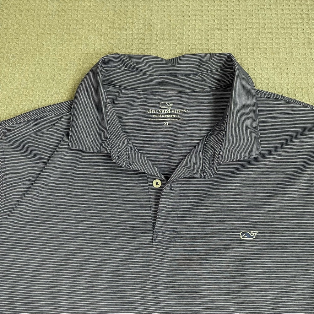 Vineyard Vines Performance Golf Polo Shirt XL Men’s Stretch Blue Stripe